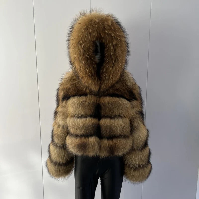Damen Kurzjacke mit Kunstfell im Stufen-Design