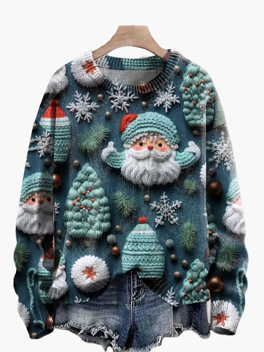 Damen Weihnachtspullover mit Stickerei – Süßer Winter-Festlicher Sweater