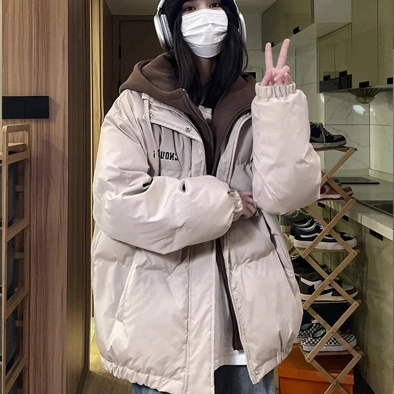 Unisex beige oversized puffer jacket winter design