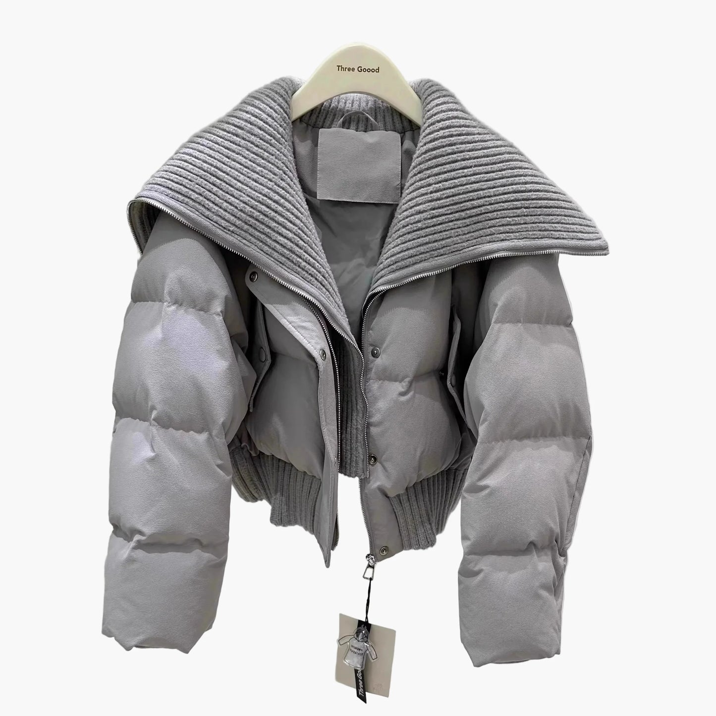 Damen Kurze Steppjacke mit großem Kragen – Modische Winterjacke für Alltag und Freizeit