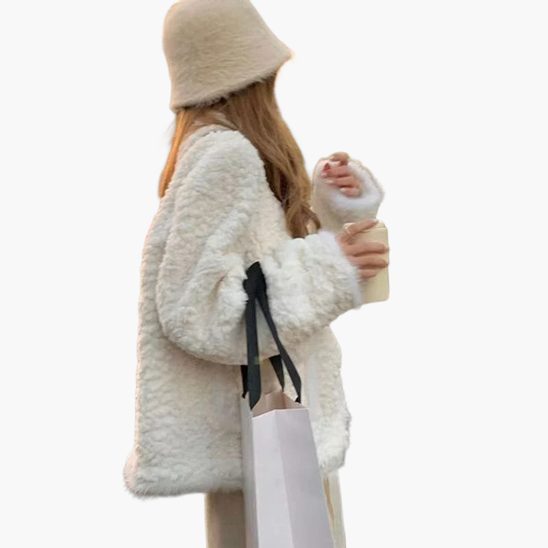 Damen Vintage Kuscheljacke mit Knöpfen – Modische Winterjacke für Alltag und Freizeit