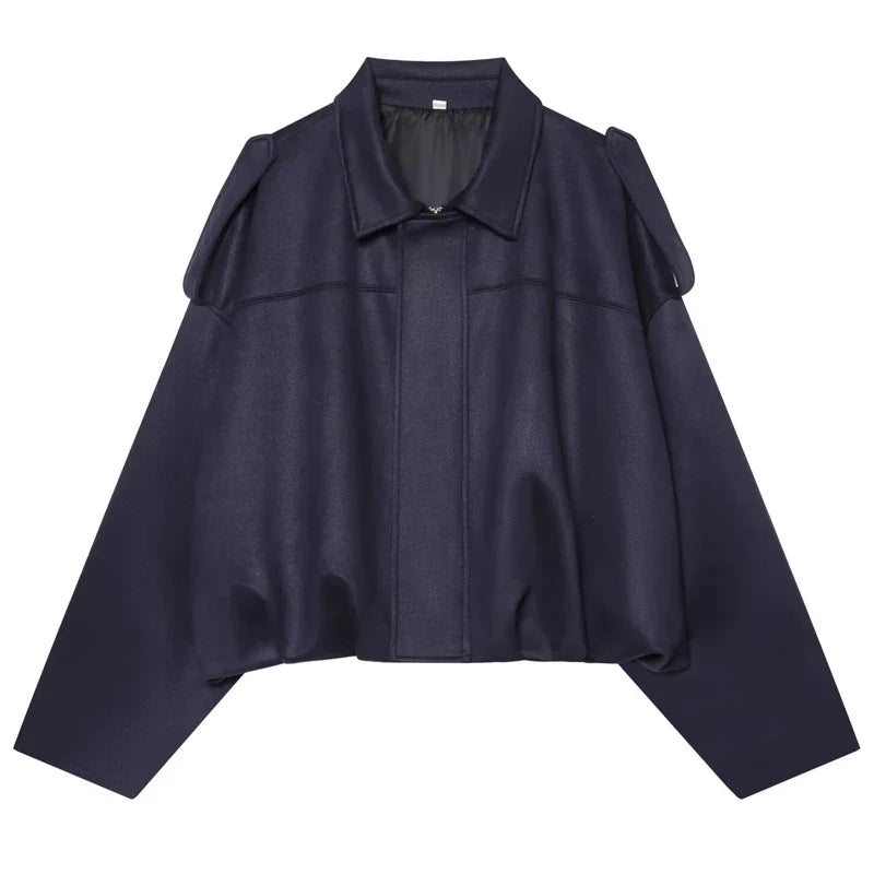 Loose-fit bomber jacket with collar and shoulder straps