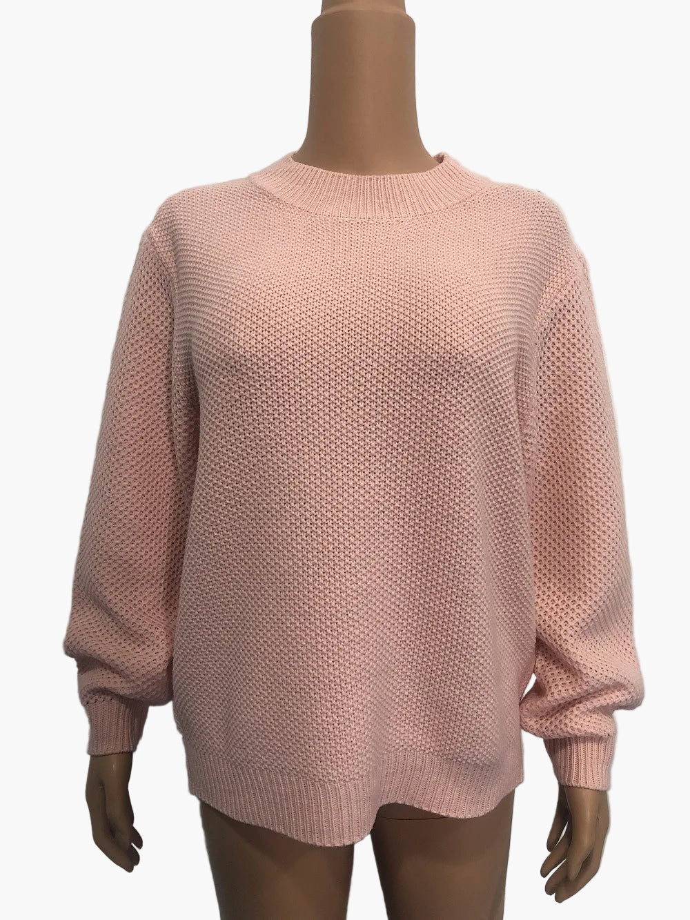 Women's knitted sweater with round neckline – fashionable oversize sweater for autumn and winter