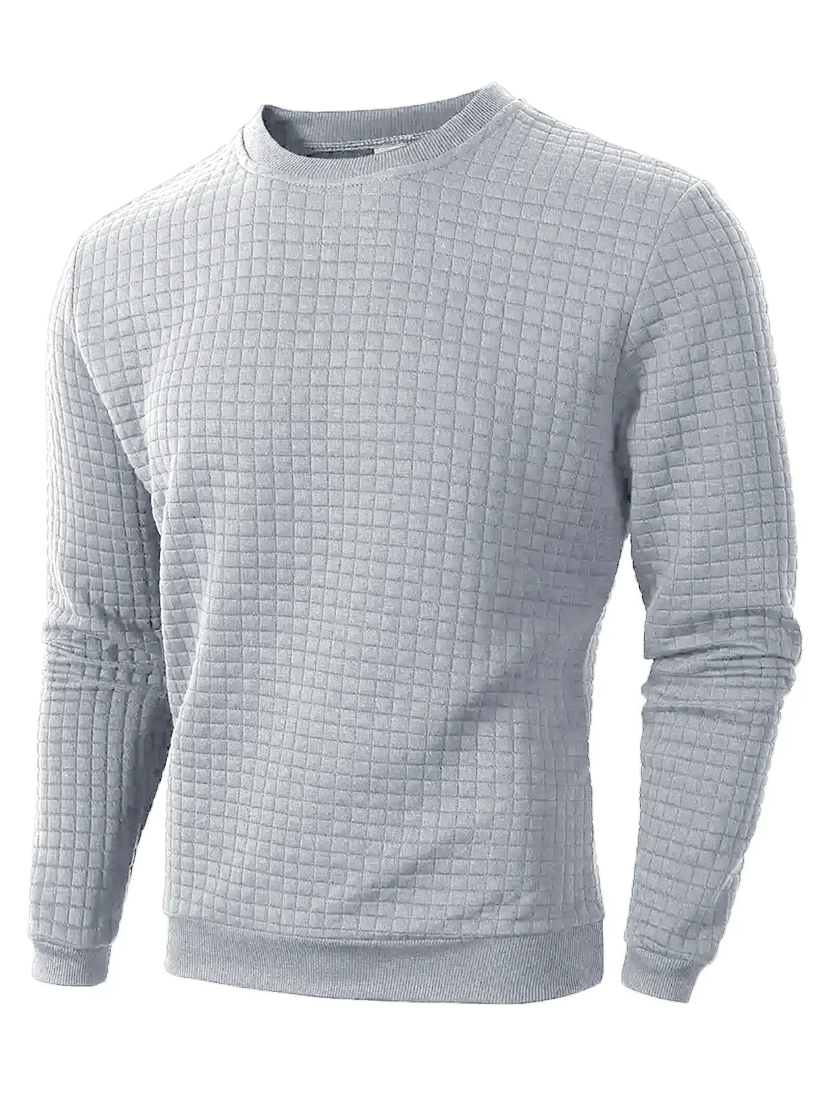 Herren Sweatshirt mit Rautenmuster Langarm Rundhals