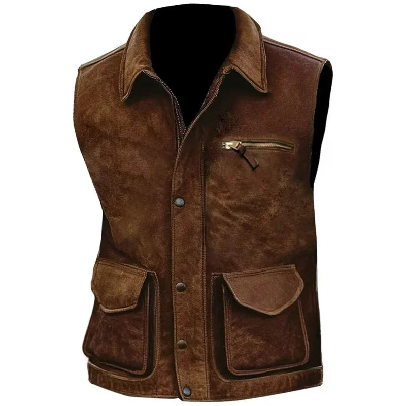 Men's rustic brown vest with pockets