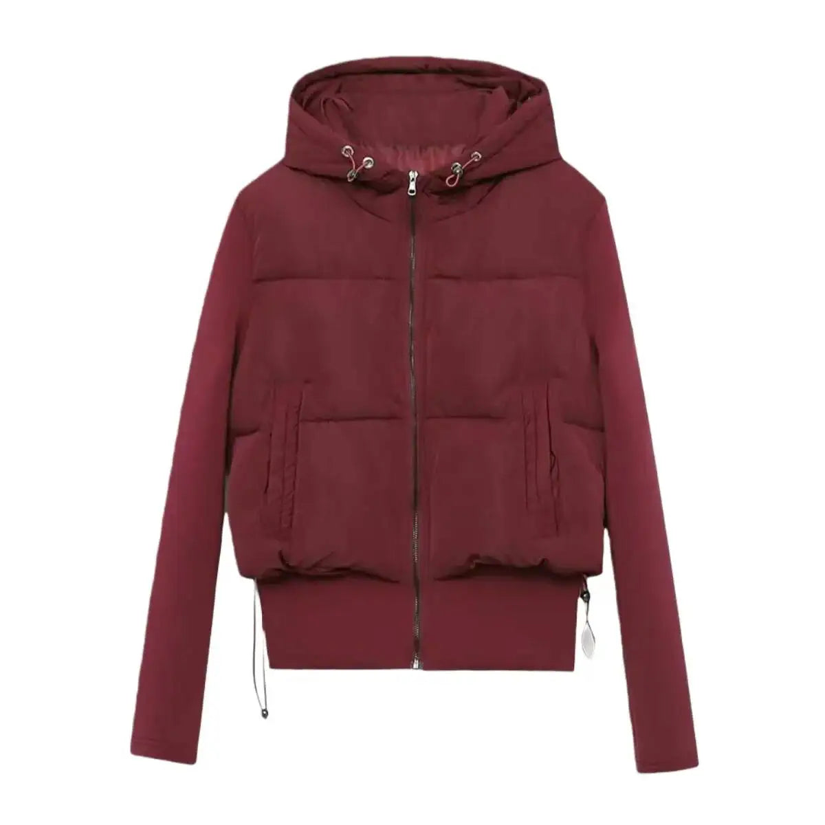Damen Kapuzen-Pufferjacke mit langen Ärmeln - Kurz geschnitten, gesteppt