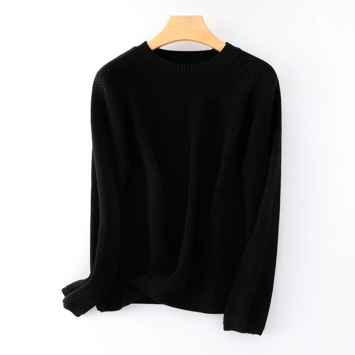 Unisex Long-Sleeve Ribbed-Knit Crew-Neck Casual Top