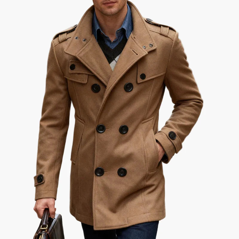 Men's Double-Breasted Short Coat – Classic Business Coat for Autumn and Winter