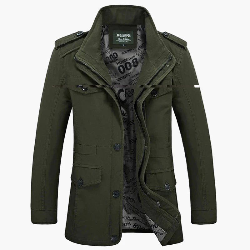 Men's Military Style Casual Jacket – Outdoor Transitional Jacket with Many Pockets