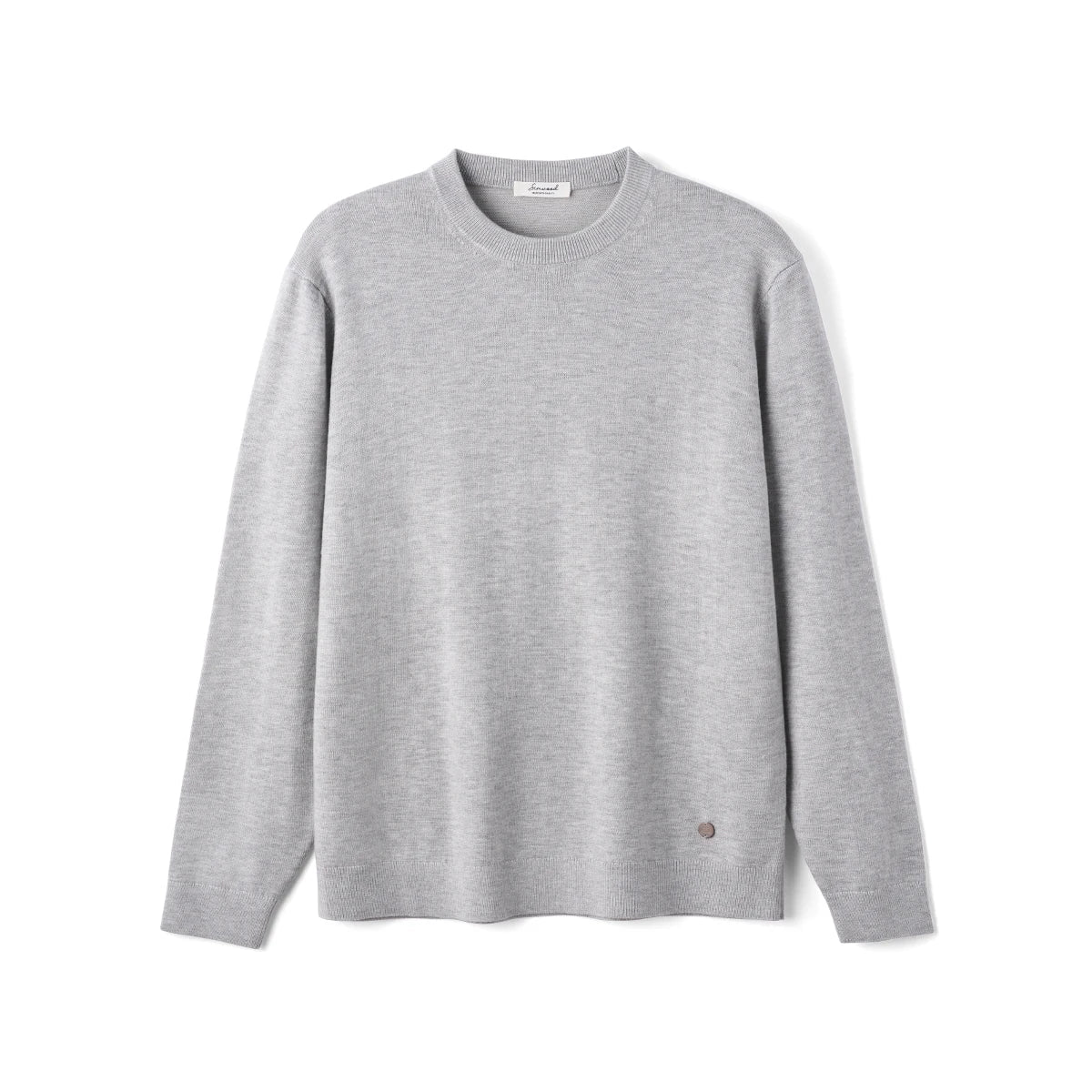 Unisex long-sleeve pullover crew neck fine knit gray