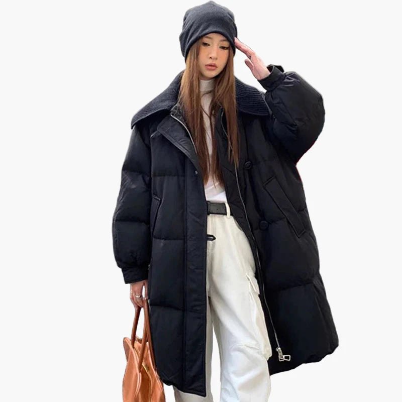 Women's Oversized Quilted Coat with Wide Collar – Casual Winter Jacket for Everyday and Leisure