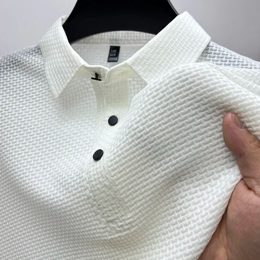 Men's Polo Shirt with Textured Pattern – Contemporary Design for Leisure and Everyday Wear