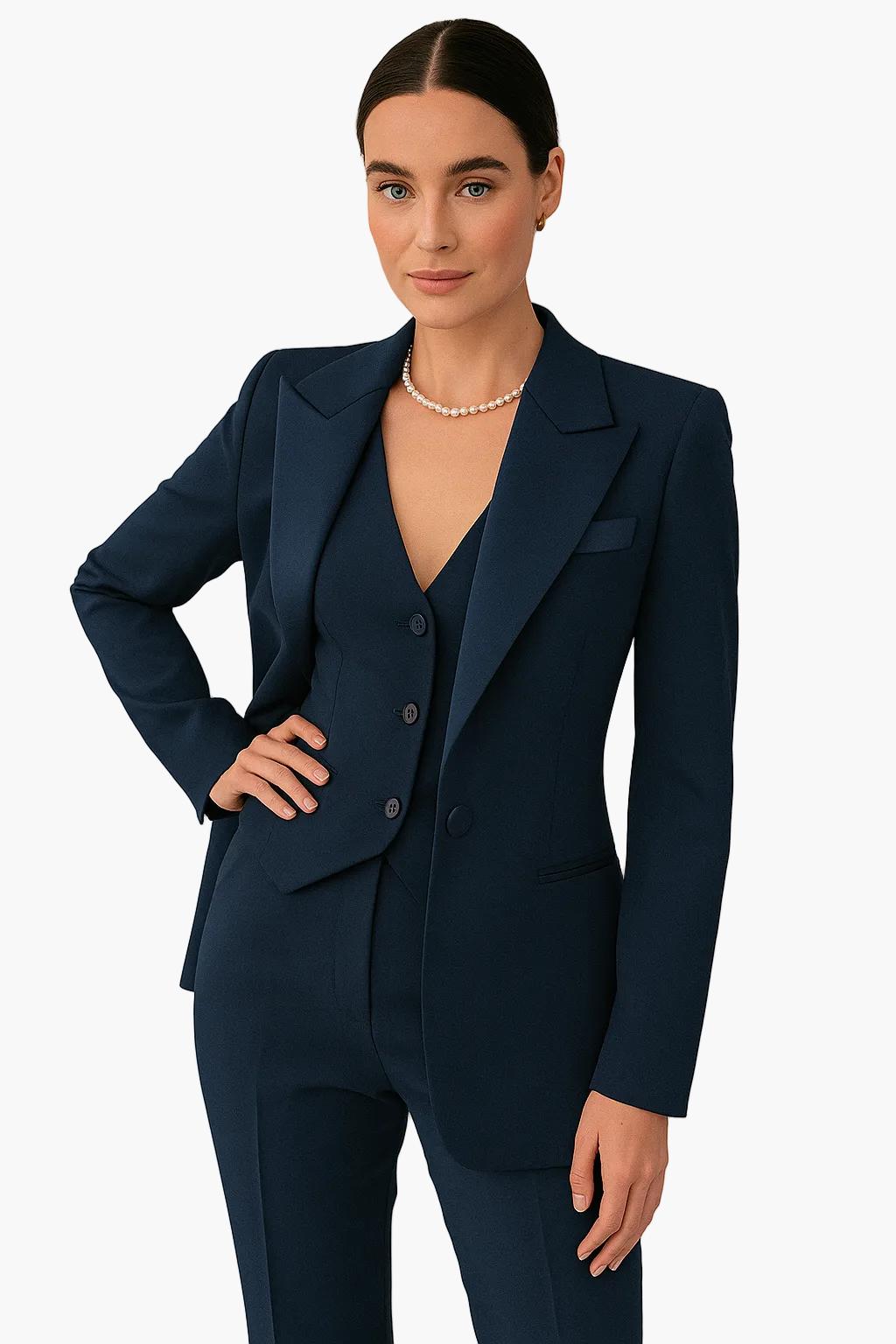 Damen Business Hosenanzug 3-teilig – Eleganter Blazer, Weste & Hose für Büro & formelle Anlässe
