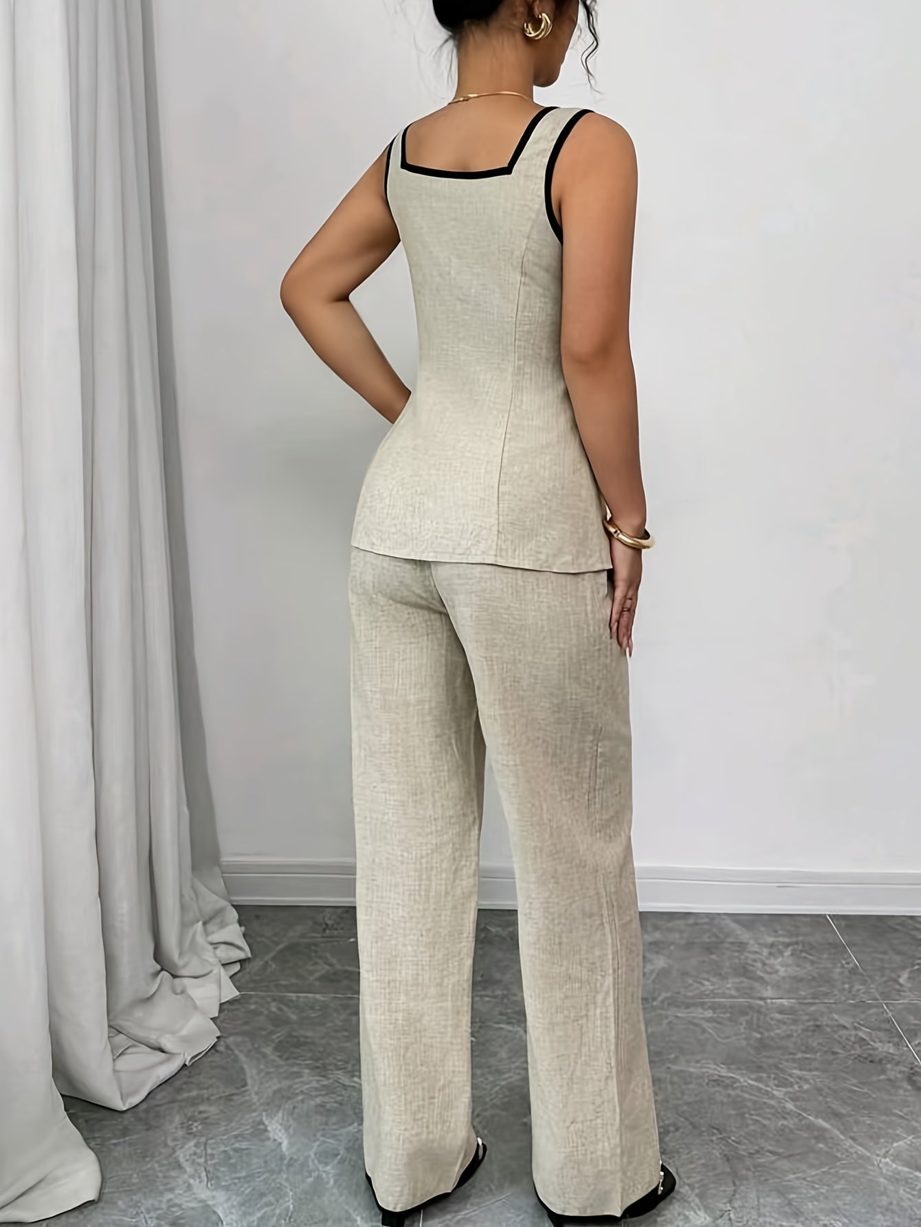 Women's Elegant Two-Piece Suit with Button Placket – Business & Casual Set