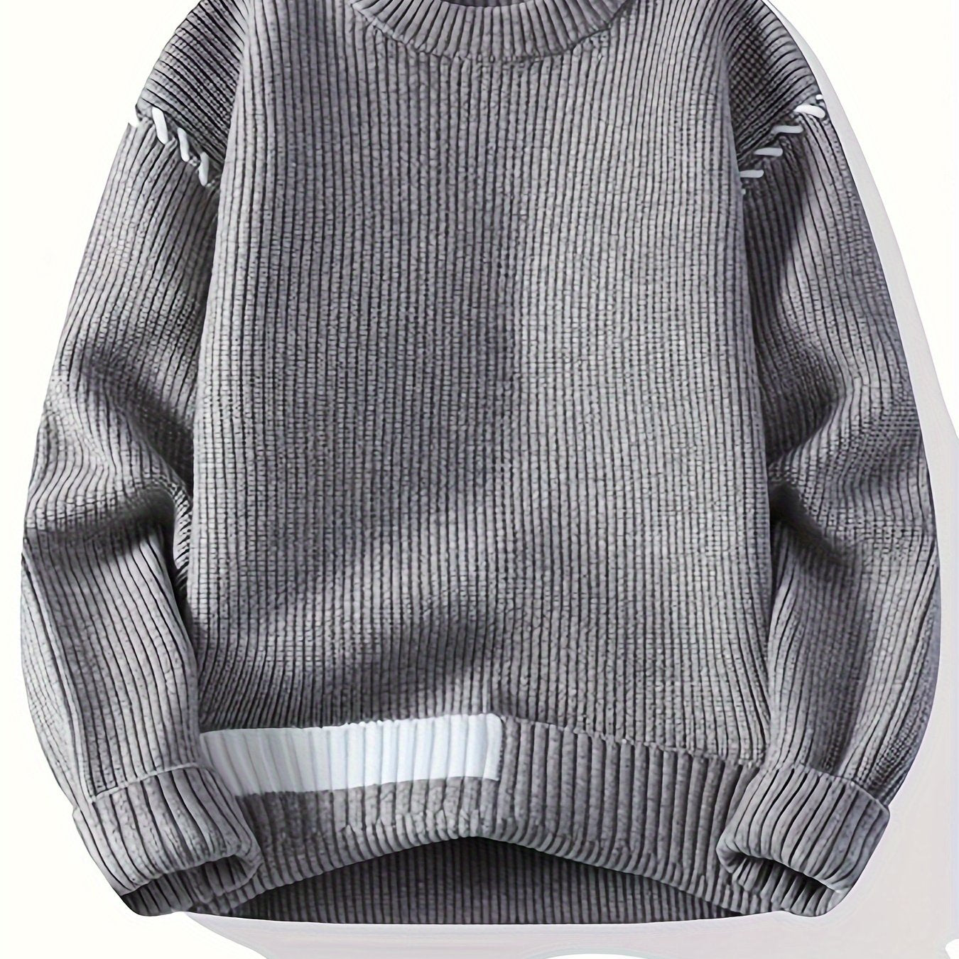Unisex knitted sweater, crew neck, long sleeves, with contrasting details