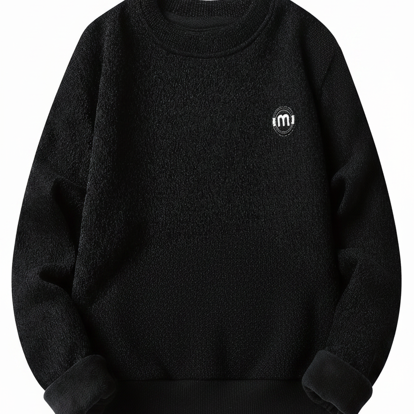 Unisex long-sleeve pullover with a crew neck and ribbed cuffs, lined