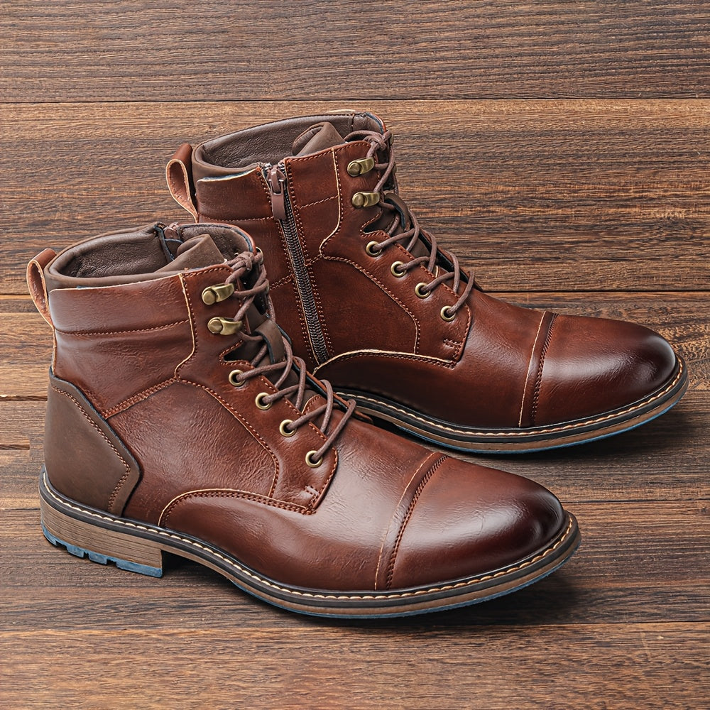 Herren Schnürstiefeletten Braun mit Profilsohle