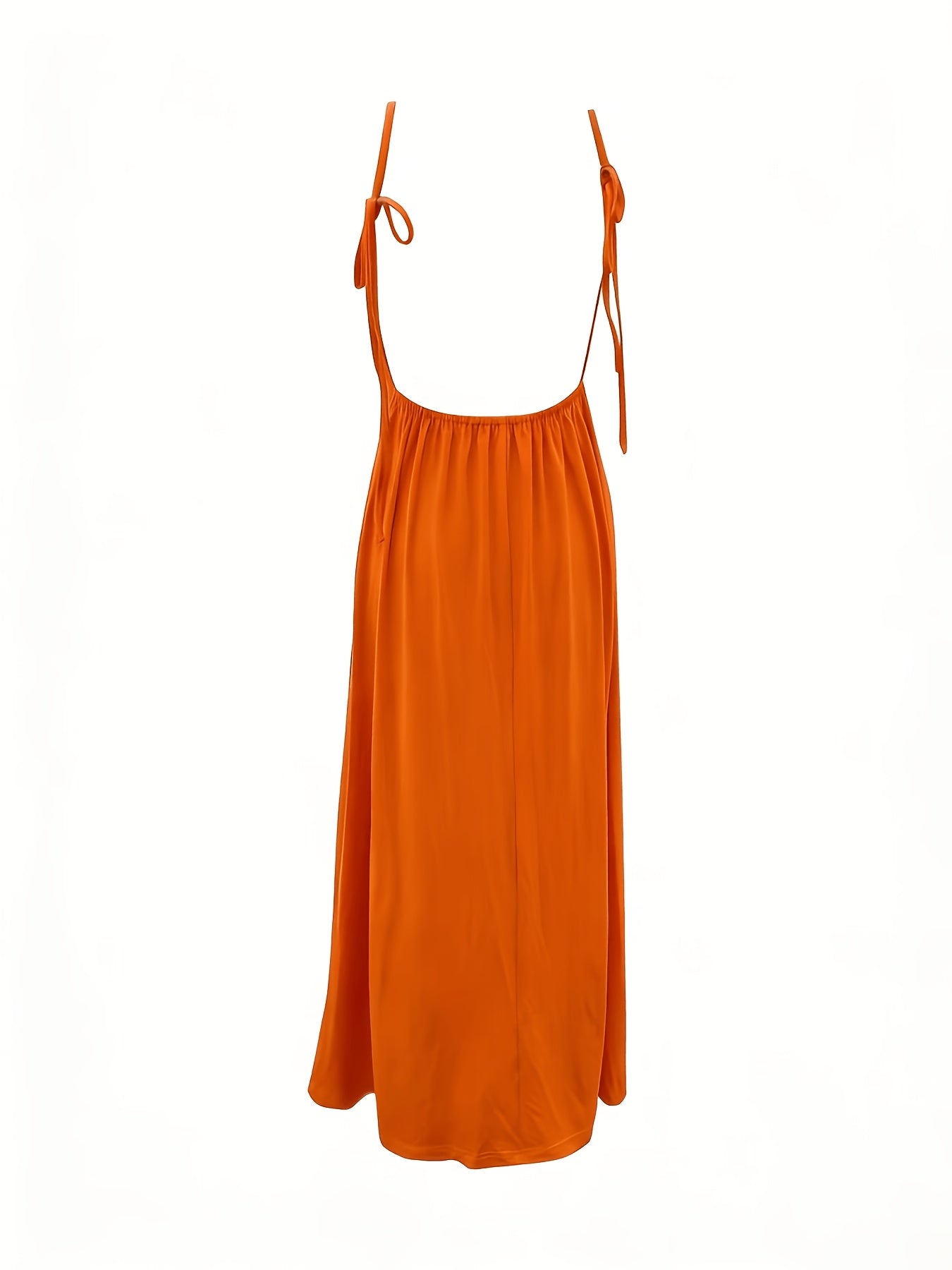 Women's maxi dress with open back, spaghetti straps, and high leg slit – Elegant summer dress for parties & vacation