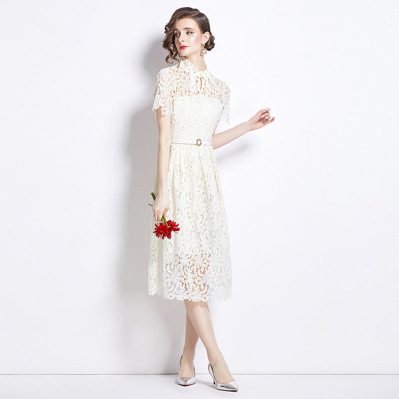 Women's Elegant Lace Dress Midi Festive Fit & Flare Cocktail Wedding