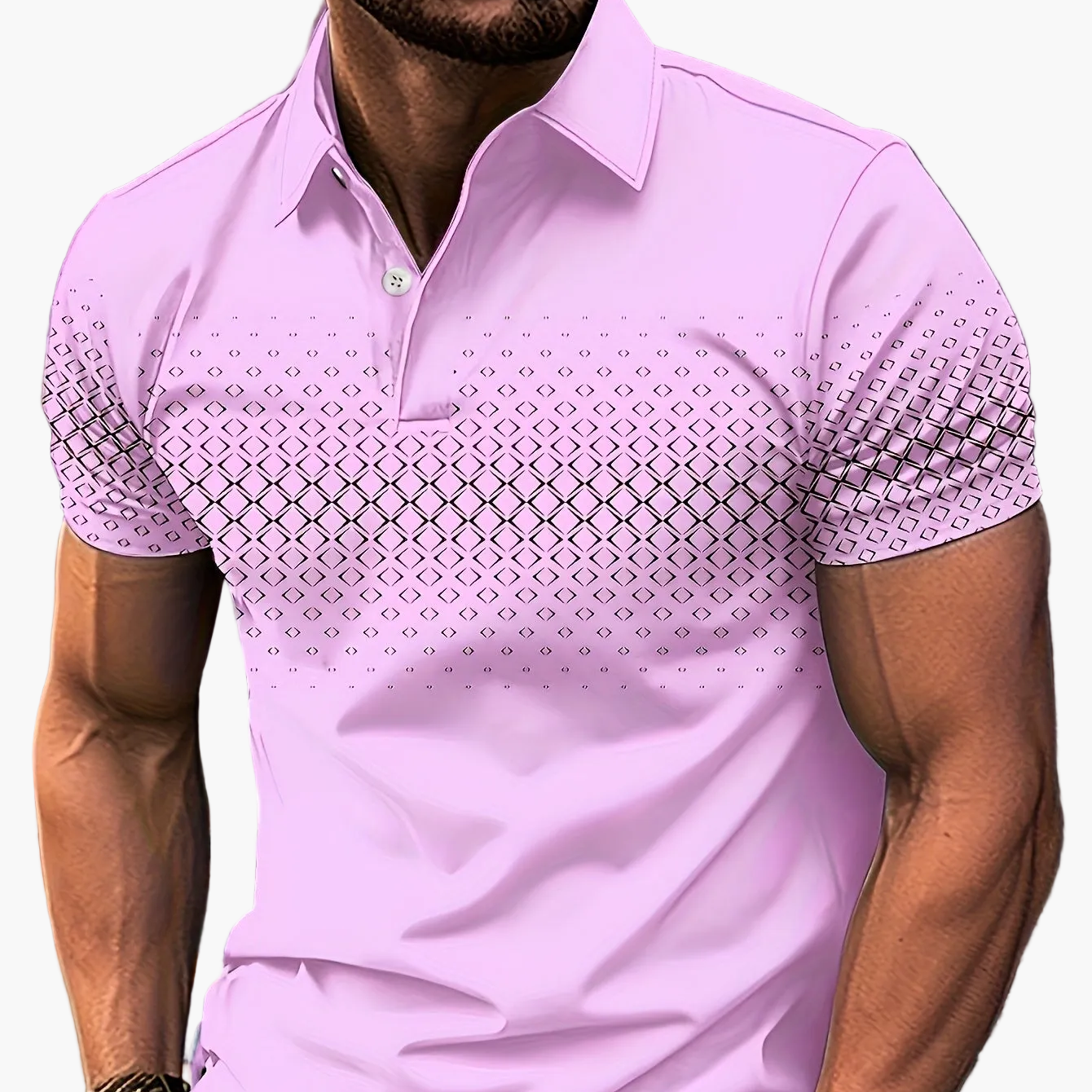 Herren Polo-Shirt mit geometrischem Muster – Modischer Freizeit-Look für Alltag und Sommer