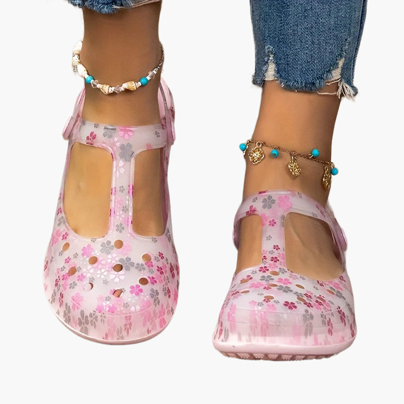 Women's Comfortable Summer Shoes with Floral Pattern – Cozy Casual Mary Janes for Everyday and Vacation