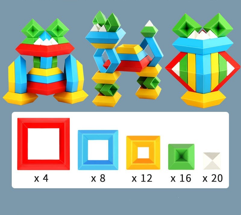 Creative construction toy for children – stackable learning wooden building blocks