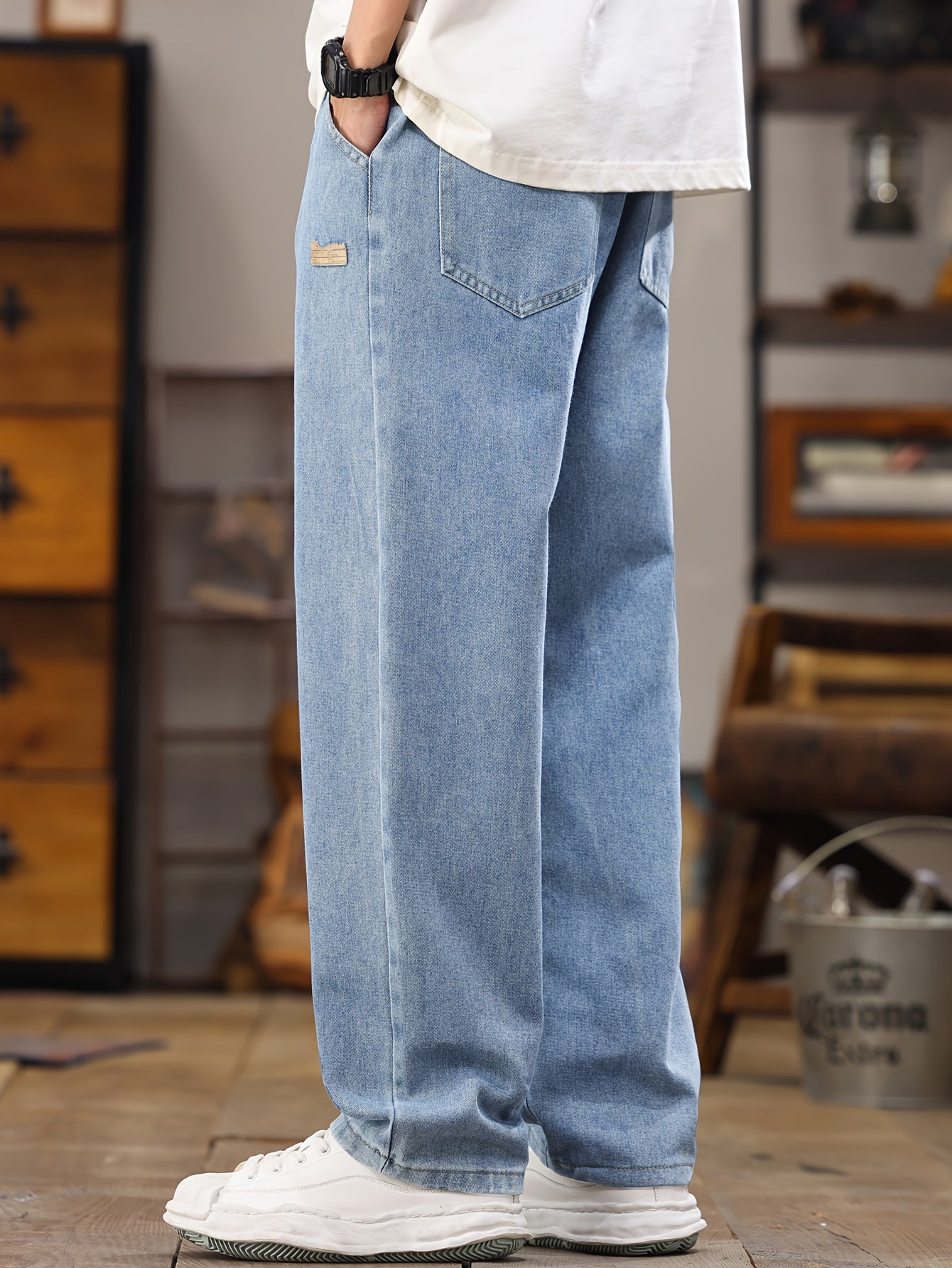 Men's Relaxed Fit Jeans Joggers with Drawstring for Casual Leisure Looks