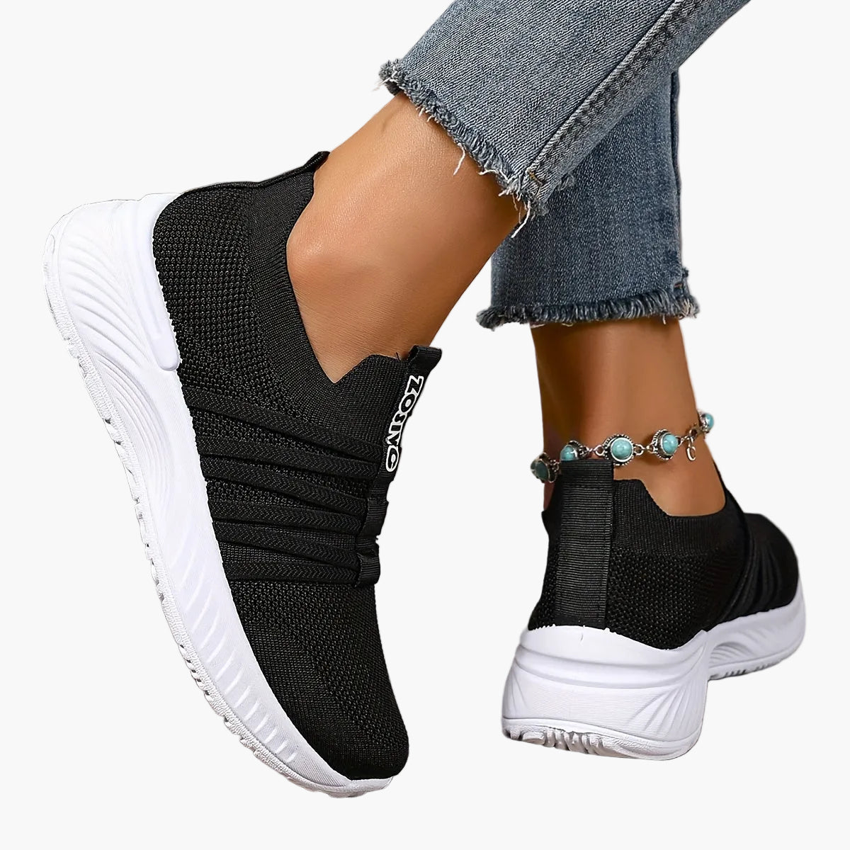 Damen Slip-On Freizeitschuhe mit Streifenmuster – Bequeme Alltags-Sneaker für Freizeit und Alltag