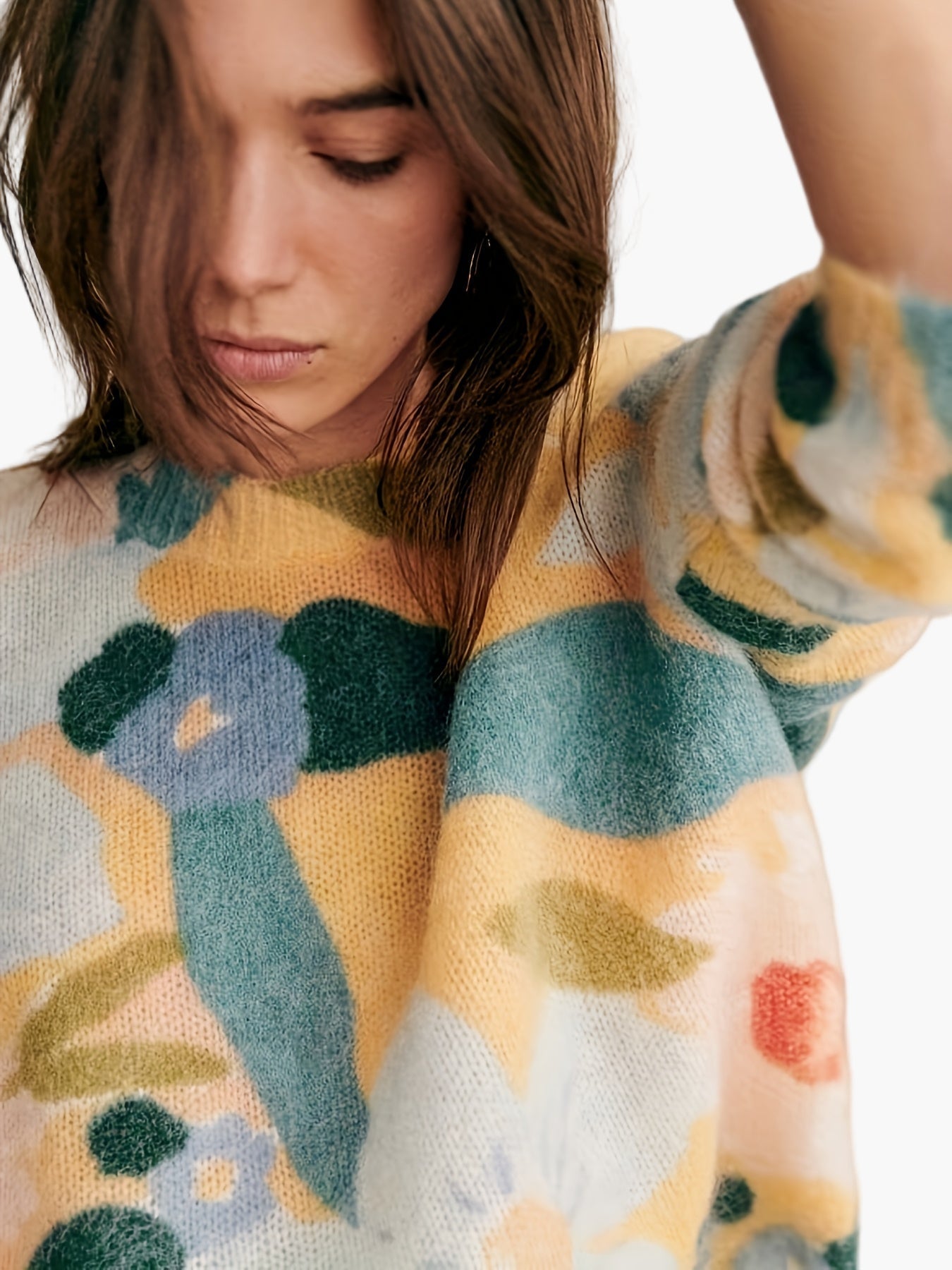 Women's sweater with artistic print and elegant style for autumn and winter