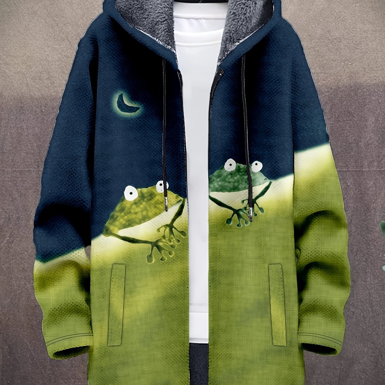 Hoodie Jacke mit Reißverschluss und Muster, Langarm, gefüttert