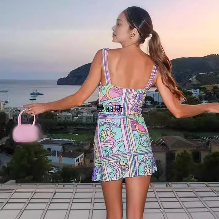 Fiona – Creative Print Pinafore Dress for Women