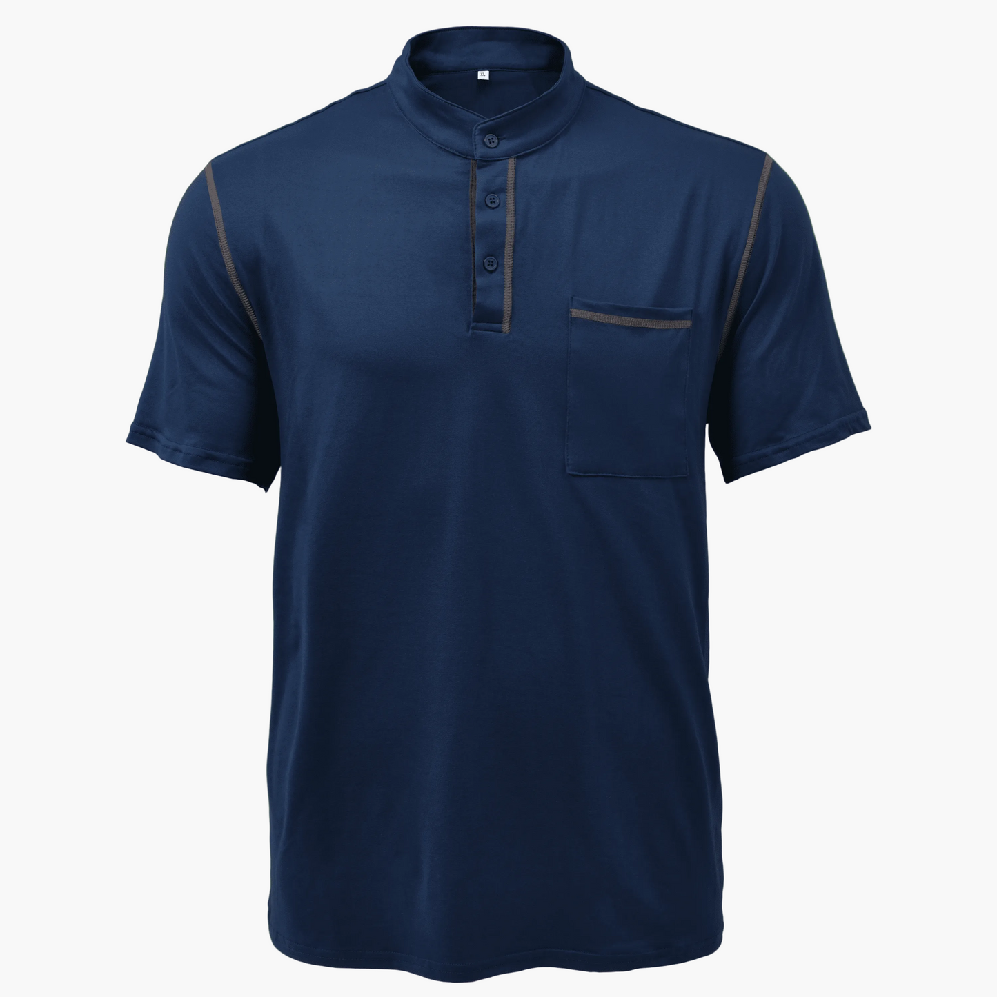 Men's Henley Shirt with Chest Pocket – Modern Casual Shirt with Contrasting Seams and Button Placket, Stylish for Everyday and Leisure