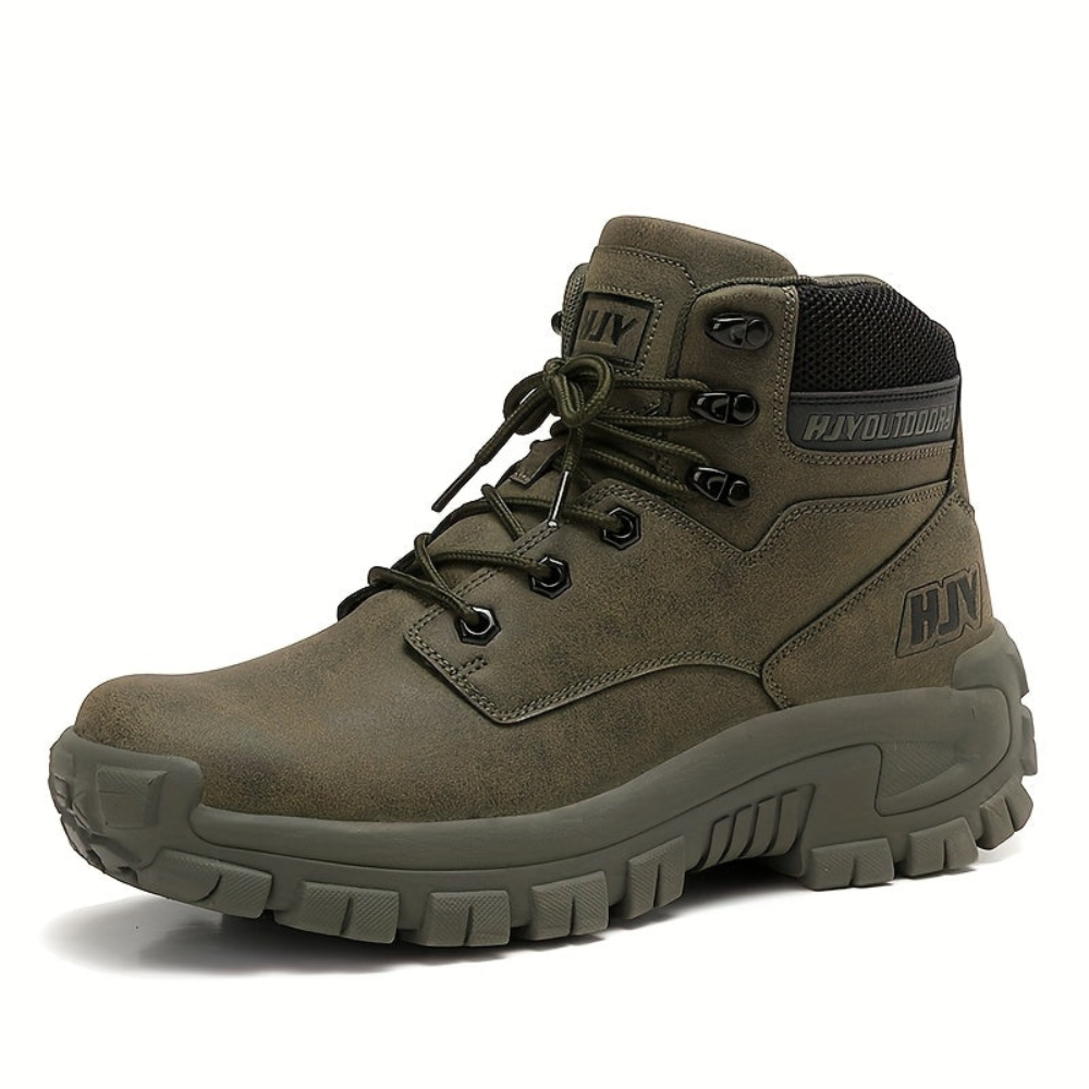 Herren Outdoor Stiefel Schwarz mit Schnürung Robuste Sohle Knöchelhoch