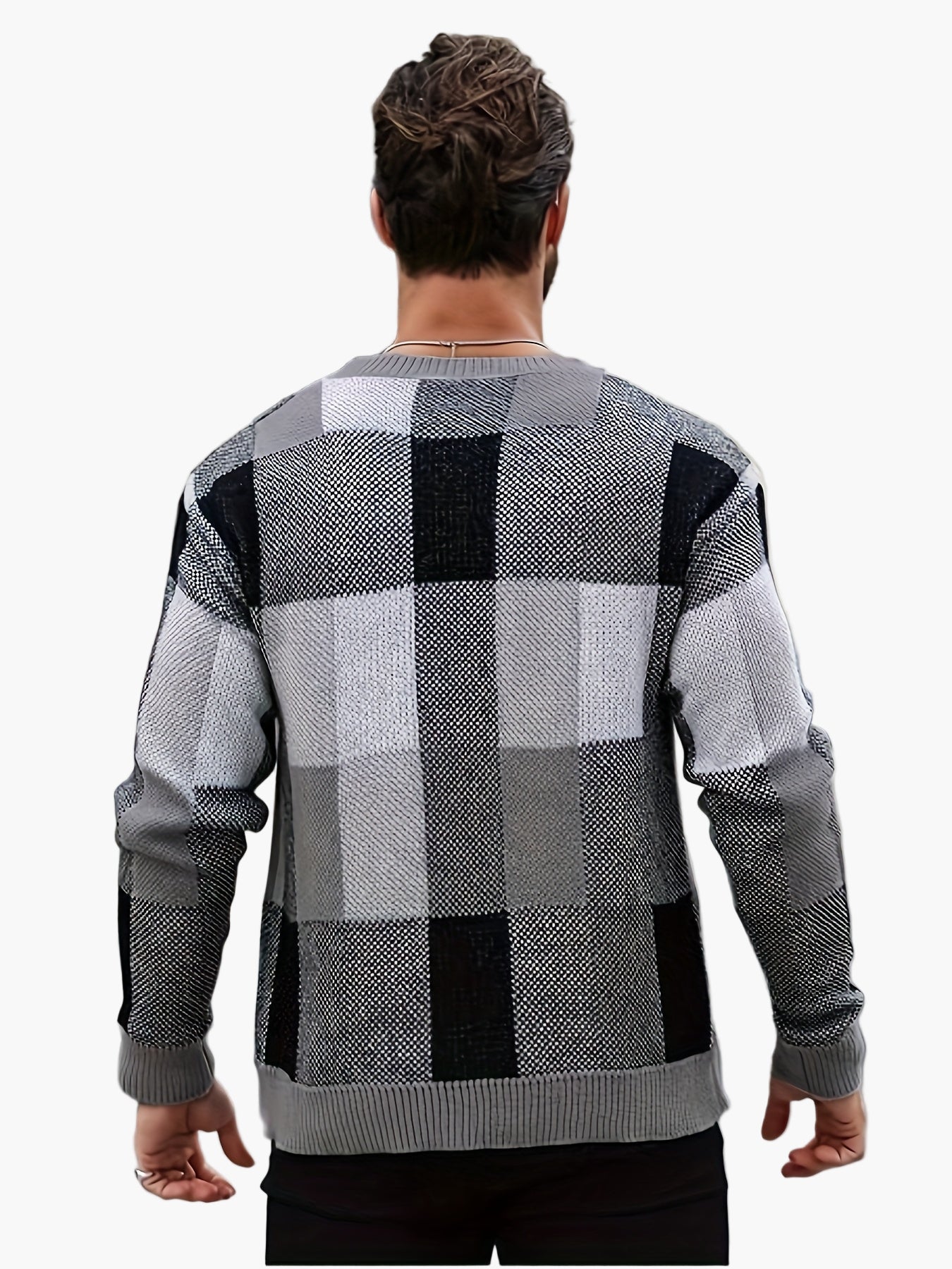 Herren Karierter Strickpullover im Lässigen Stil für Herbst und Winter