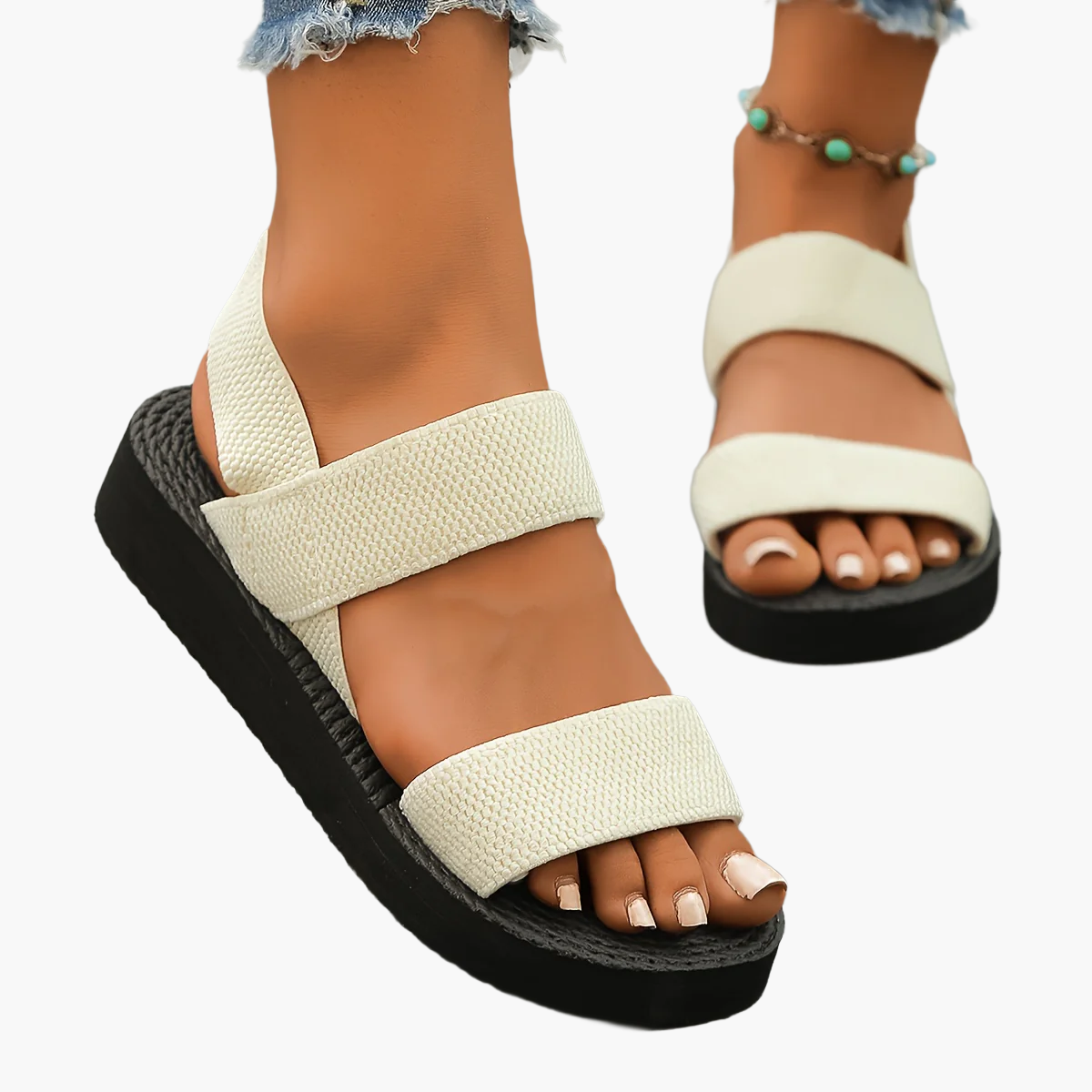 Women's Summer Platform Sandals with Double Straps – Comfortable Casual Shoes for Everyday and Vacation