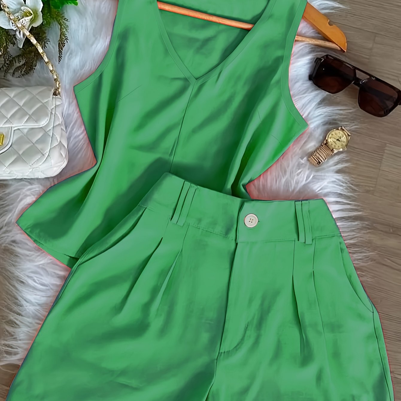 Women's Two-Piece Set – Elegant Top and Shorts for Spring & Summer, Leisure & Everyday Wear