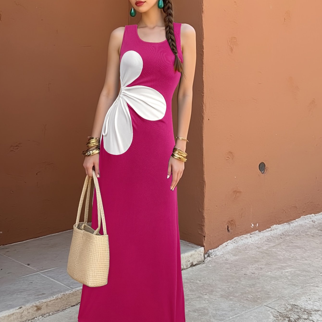 Women's Bodycon Dress with Cut-Out and Floral Design – Summer Party & Casual Style