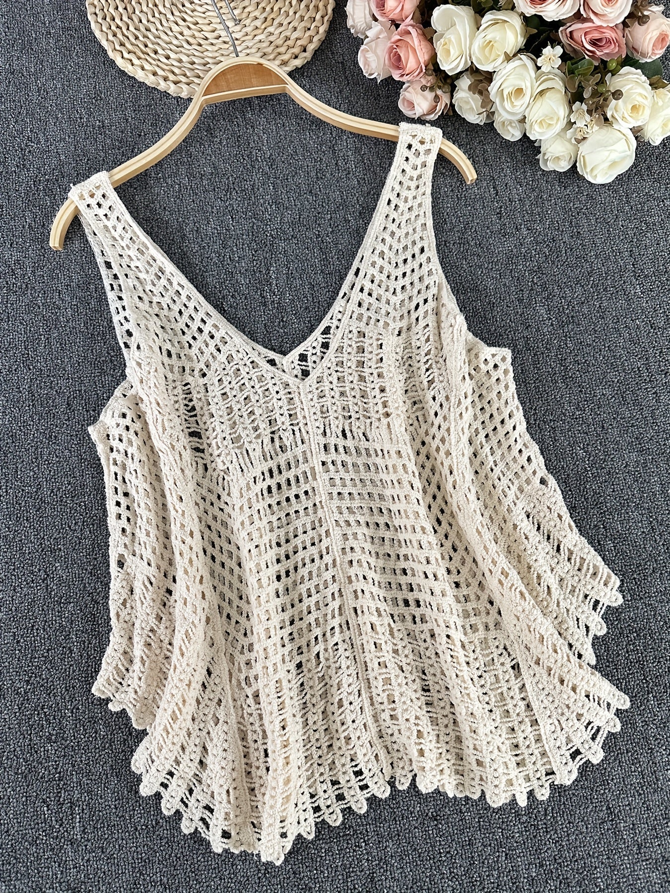 Women's Boho Crochet Top with Tassels and Beads – Casual Summer Vest for Beach and Leisure