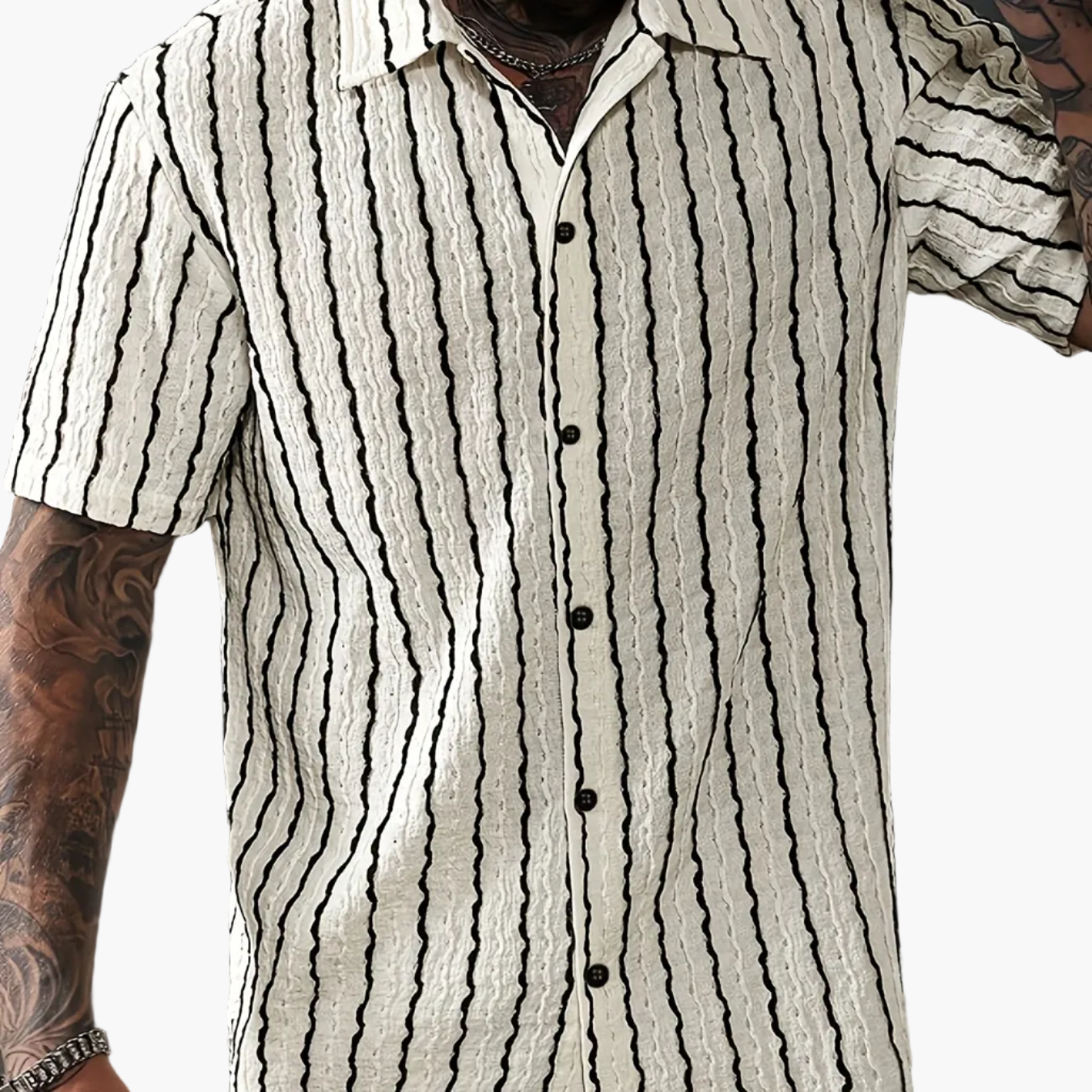 Men's Short-Sleeve Striped Shirt – Modern Summer Shirt for Leisure & Vacation