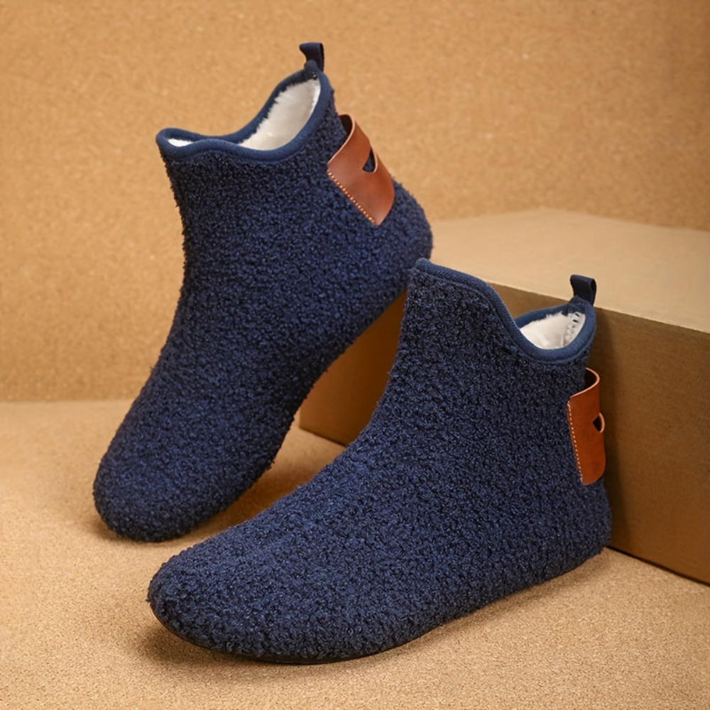 Unisex Teddy Fleece Slipper Ankle Boots, Soft, Warm Faux-Fur Look