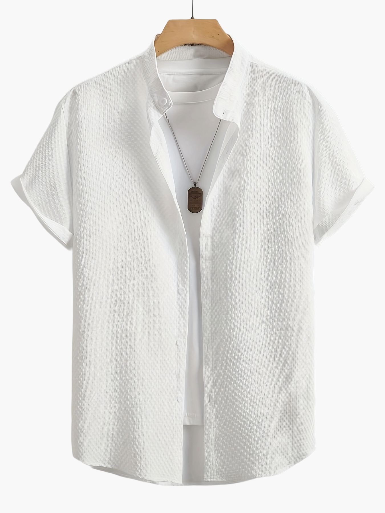 Men's casual shirt with short sleeves and stand-up collar – modern summer shirt for everyday and leisure use
