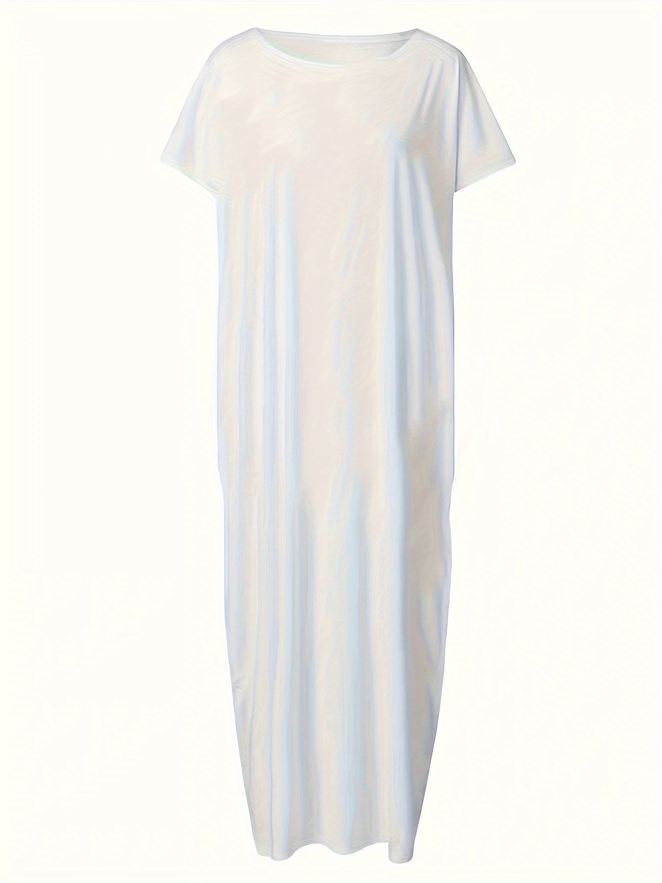 Women's Maxi Dress Loose Casual Summer Leisure Dress with Short Sleeves