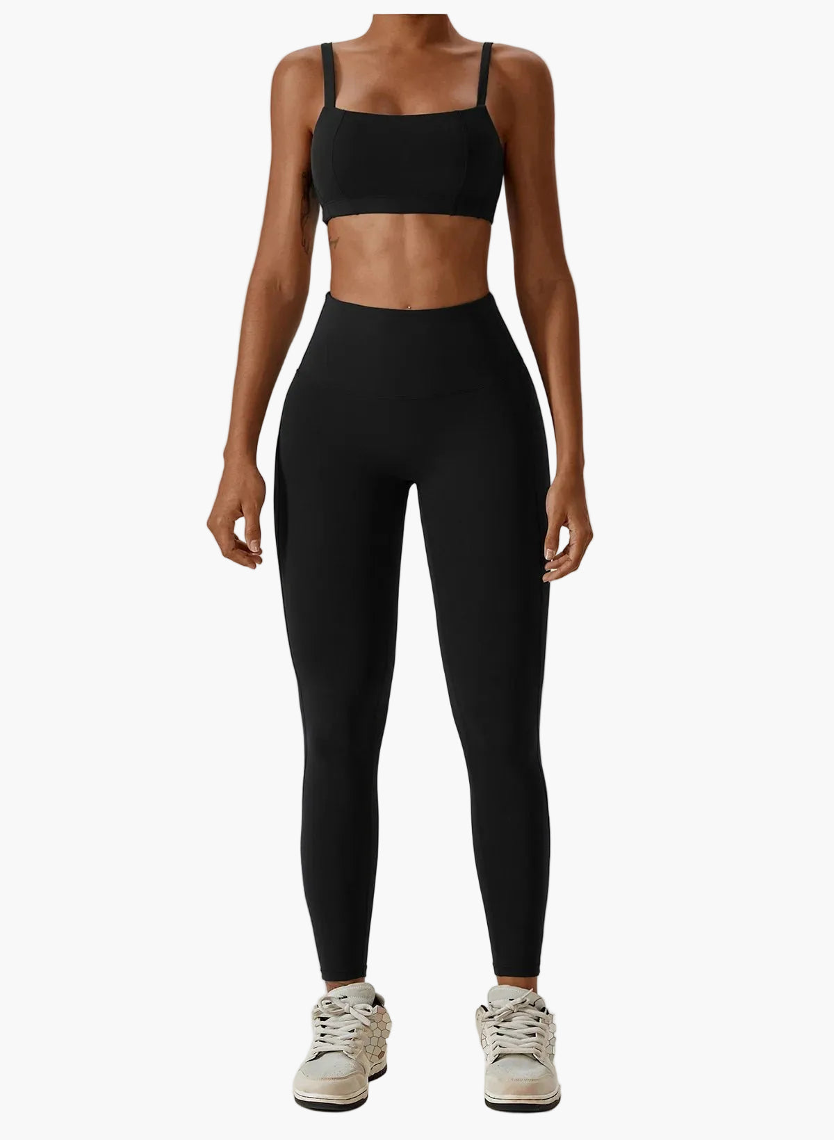 Women's 2-piece High Waist Sport Leggings & Top Set – Contemporary Exercise and Yoga Outfit
