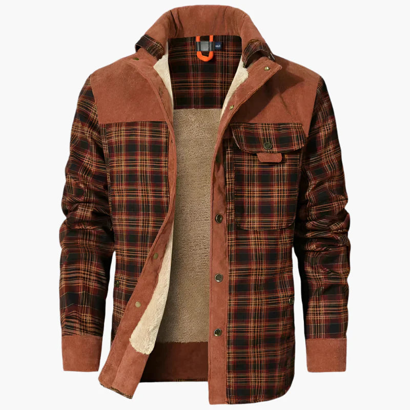Men's Outdoor Casual Shirt Jacket with Fleece Lining – Classic Checkered Pattern Style for Adventure and Everyday Use