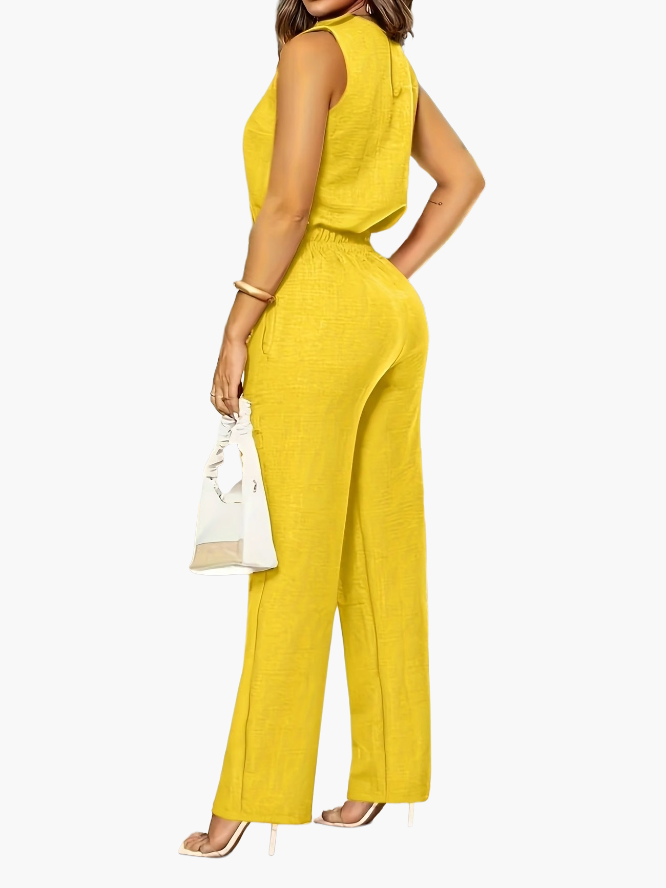 Women's Elegant Business Jumpsuit with Straight Legs and Pockets – Perfect for the Office or Stylish Occasions