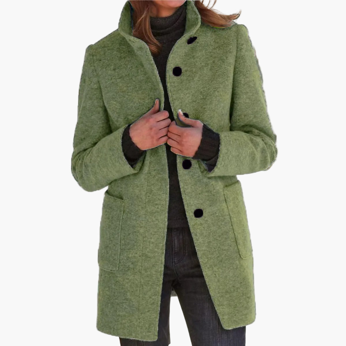 Damen Klassischer Citymantel mit Stehkragen – Eleganter Alltagsmantel für Herbst und Winter