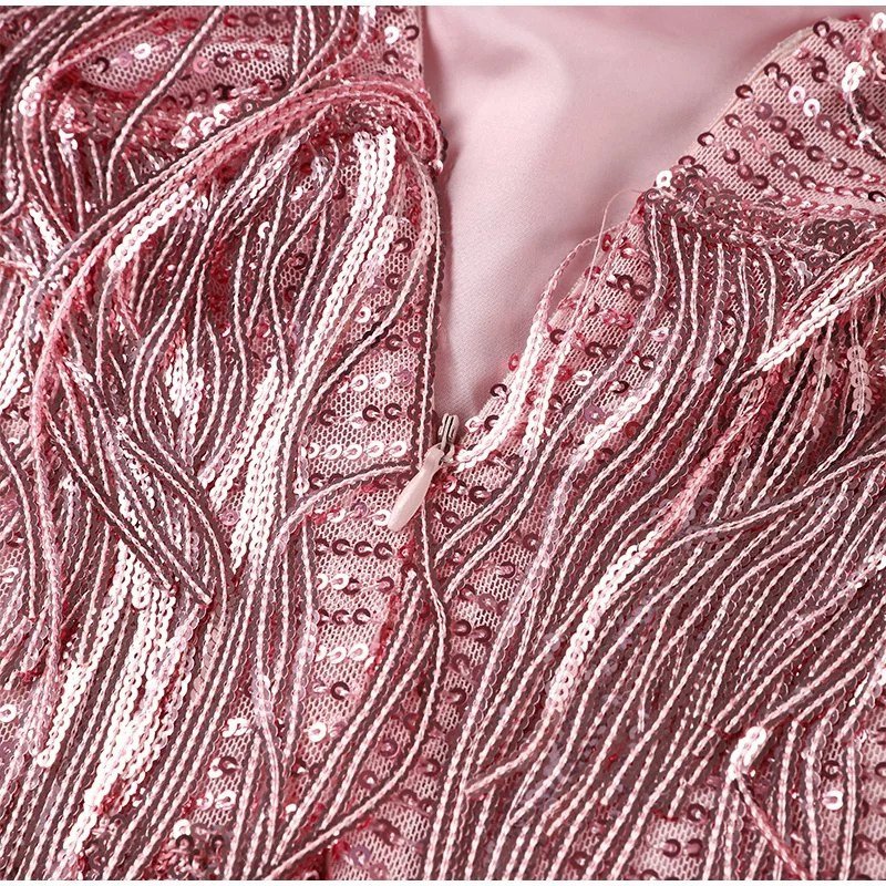 Damen Partykleid mit Fransen und Federn – Elegantes Abend- und Cocktailkleid für festliche Anlässe