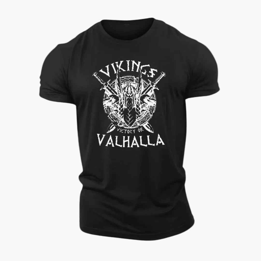 Herren T-Shirt Wikinger Vintage Stil – Victory or Valhalla Motiv