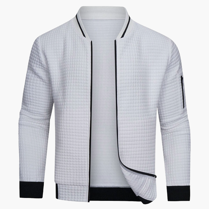 Men's bomber jacket modern urban casual jacket with check pattern and sleeve pocket