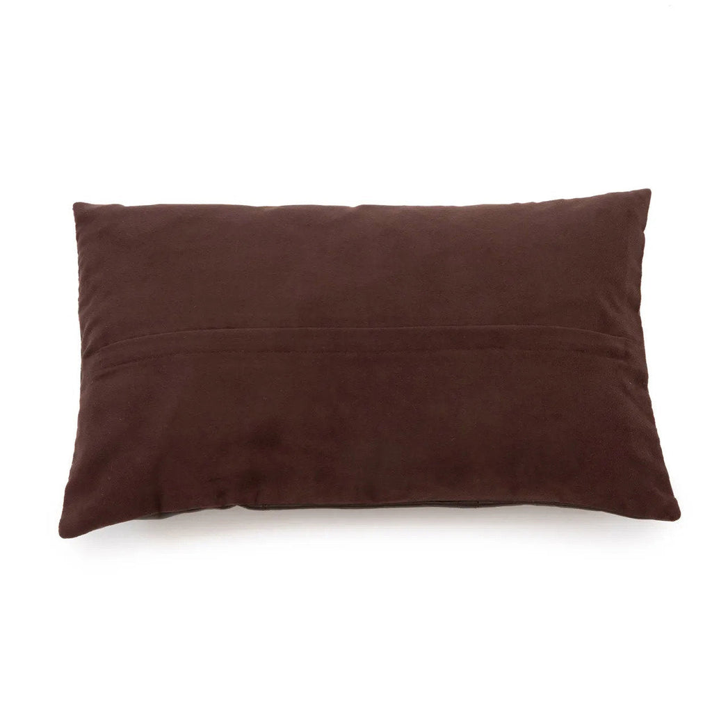 Kussenhoes leer zesdelig chocoladebruin 30 x 50 cm, voor woonkamer en slaapkamer